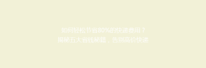如何轻松节省80%的快递费用?揭秘五大省钱秘籍,告别高价快递时代!
