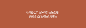 如何轻松节省30%的快递费用：揭秘省钱的快递发货秘诀