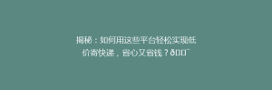 揭秘:如何用这些平台轻松实现低价寄快递,省心又省钱?🎯