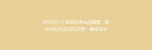 轻松省心!揭秘快递省钱秘籍,助你轻松节省50%运费,揭秘最划算的快递方式!