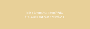 揭秘:如何用这些不起眼的方法,轻松实现低价寄快递?性价比之王推荐!