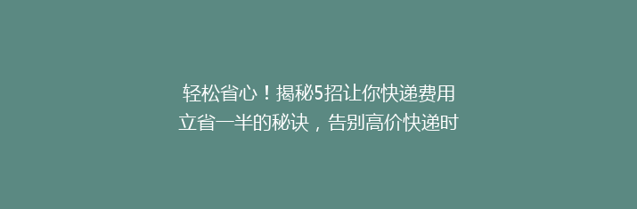 轻松省心！揭秘5招让你快递费用立省一半的秘诀，告别高价快递时代！