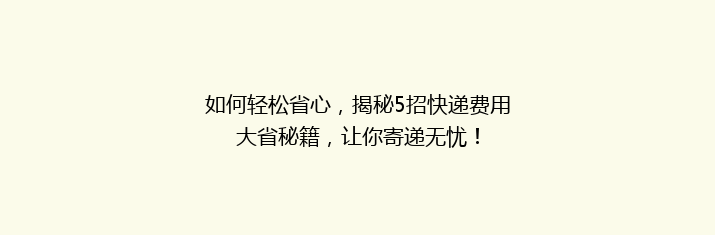 如何轻松省心，揭秘5招快递费用大省秘籍，让你寄递无忧！