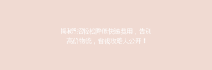 揭秘5招轻松降低快递费用,告别高价物流,省钱攻略大公开!