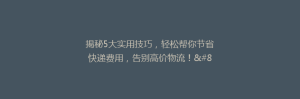 揭秘5大实用技巧,轻松帮你节省快递费用,告别高价物流!”。