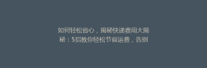如何轻松省心,揭秘快递费用大揭秘:5招教你轻松节省运费,告别高价快递烦恼!
