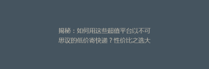 揭秘:如何用这些超值平台以不可思议的低价寄快递?性价比之选大公开!
