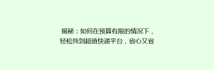 揭秘:如何在预算有限的情况下,轻松找到超值快递平台,省心又省钱?🎯