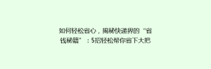 如何轻松省心,揭秘快递界的“省钱秘籍”:5招轻松帮你省下大把快递费!