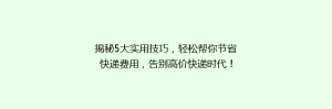 揭秘5大实用技巧,轻松帮你节省快递费用,告别高价快递时代!