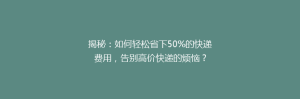 揭秘:如何轻松省下50%的快递费用,告别高价快递的烦恼?
