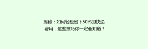 揭秘:如何轻松省下50%的快递费用,这些技巧你一定要知道!