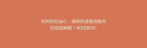 如何轻松省心,揭秘快递费用最低的省钱秘籍!📦💰