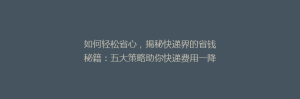 如何轻松省心,揭秘快递界的省钱秘籍:五大策略助你快递费用一降到底!