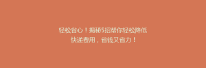 轻松省心!揭秘5招帮你轻松降低快递费用,省钱又省力!