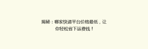 揭秘:哪家快递平台价格最低,让你轻松省下运费钱!